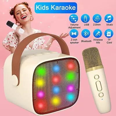 Kaufen Kinder LED Karaoke Maschine Bluetooth 5.0 Mikrofon KTV Anlage Karaoke Spielzeug • 22.90€