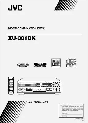Kaufen JVC - XU-301BK Minidisc CD Bediendeck Bedienungsanleitung - BENUTZERHANDBUCH  • 10.84€