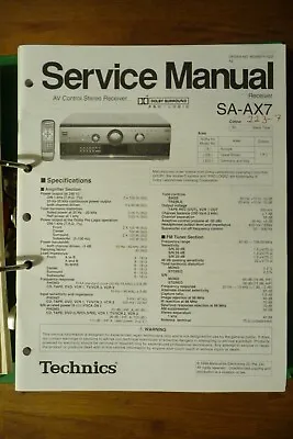 Kaufen Service Manual-Anleitung Für Technics SA-AX7  ,ORIGINAL !! • 14€