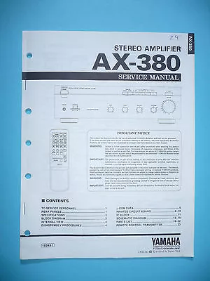 Kaufen Service Manual Für Yamaha AX-380  ,ORIGINAL • 12€