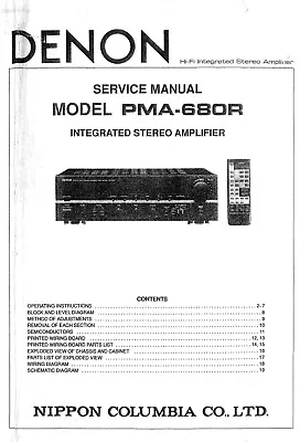 Kaufen Service Manual-Anleitung Für Denon PMA-680 R  • 11.50€