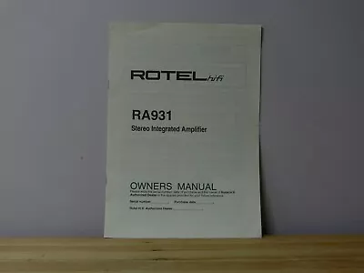 Kaufen Rotel  RA-931   Bedienungsanleitung • 11.90€