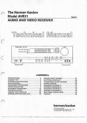 Kaufen Technical Manual-Anleitung Für Harman Kardon AVR 11  • 15€