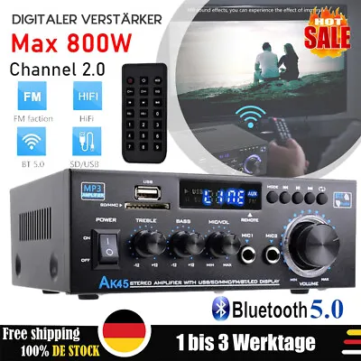 Kaufen Bluetooth Verstärker HiFi Power Audio Stereo Bass AMP USB MP3 FM Auto 800W 12V • 29.99€