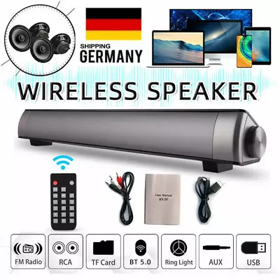 Kaufen Bluetooth5.0 TWS Soundbar Für TV Heimkino 360 3D Surround Subwoofer Lautsprecher • 25.99€