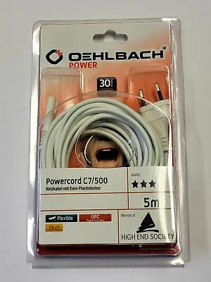 Kaufen Oehlbach Powercord C7 - 500 - Netzkabel Mit Euro Flachstecker 5m Weiß • 17.99€