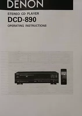 Kaufen Denon DCD-890 - Stereo Compact Disc CD Player - Anleitung - BENUTZERHANDBUCH  • 8.30€