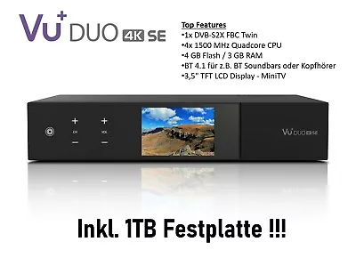 Kaufen VU+ Duo 4K SE 1x DVB-S2X FBC Twin Tuner PVR Ready Linux Receiver UHD  1TB HDD • 469€