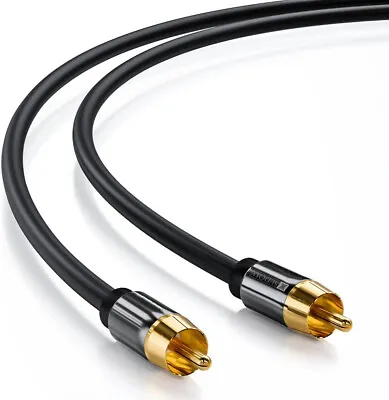 Kaufen 5m Subwoofer Kabel Premium RCA Digitales Koaxial HiFi Audio Vergoldet 2x Cinch • 9.99€