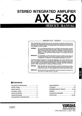 Kaufen Service Manual-Anleitung Für Yamaha AX-530  • 12€