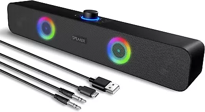 Kaufen Computer Lautsprecher Bluetooth Desktop Soundbar HiFi Stereo Audio RGB Gaming PC • 21.56€