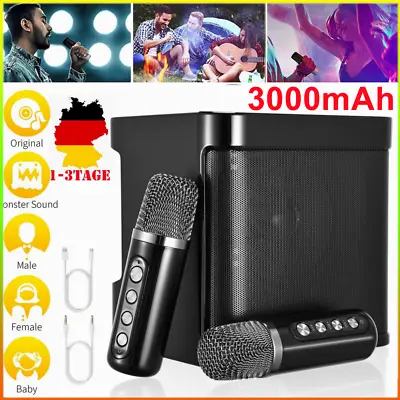 Kaufen Tragbare Karaoke Anlage Mit 2 Mikrofonen Bluetooth Mikrofon Mit Lautsprecher Set • 55.99€
