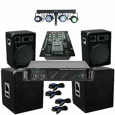 Kaufen Pa Set 2900W 30cm Boxen 38cm Subwoofer Verstärker Mixer DJ Effektlichtset Kabel  • 1,079€