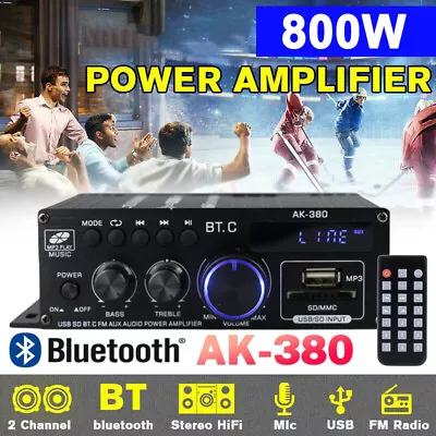 Kaufen 800 W Bluetooth Verstärker HiFi Stereo Verstärker Digital Power Audio MP3 Player • 23.95€