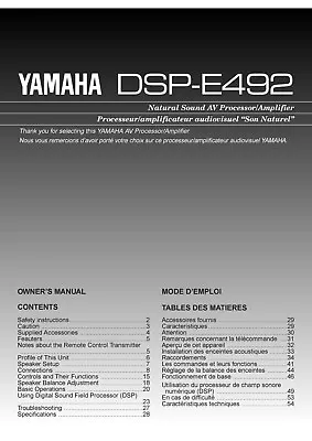 Kaufen Bedienungsanleitung-Operating Instructions Für Yamaha DSP-E492  • 11€