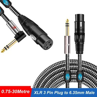 Kaufen Audio Mikrofon Kabel  XLR Kupplung Buchse - 6,35mm Klinke Stecker 0.75-30 Metres • 137.03€