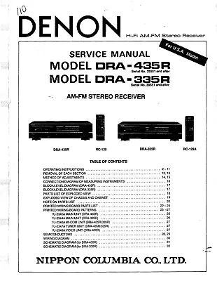 Kaufen Service Manual-Anleitung Für Denon DRA-435 R, DRA-335 R  • 12€