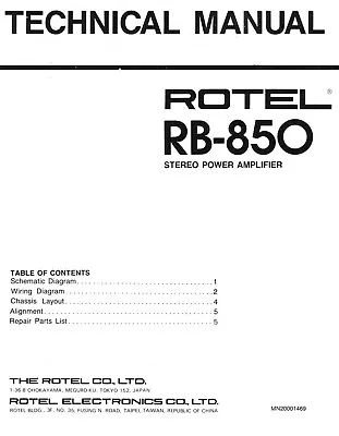 Kaufen Service Manual-Anleitung Für Rotel RB-850  • 8€