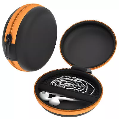 Kaufen Kopfhörer Tasche Case Schutzhülle Aufbewahrungstasche Netzfach Rund Orange • 6.99€
