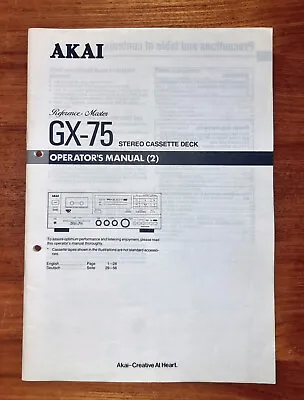 Kaufen ⭐️⭐️⭐️ Original AKAI GX-75  Bedienungsanleitung ⭐️⭐️⭐️ • 59€
