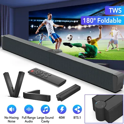 Kaufen Bluetooth 5.1 3D Soundbar Subwoofer Wireless Bluetooth Faltbarer TV Lautsprecher • 56.99€