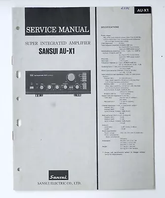 Kaufen Original SANSUI AU-X1 Amplifier Service Manual / Reparatur Anleitung Verstärker • 89€