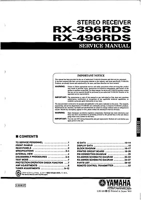 Kaufen Service Manual-Anleitung Für Yamaha RX-396 RDS, RX-496 RDS  • 13.50€