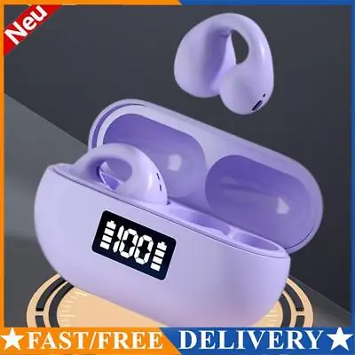 Kaufen T75 Ohrclip Ohrhörer Digital Display Bluetooth-kompatibel 5.3 Kopfhörer (lila) • 10.97€