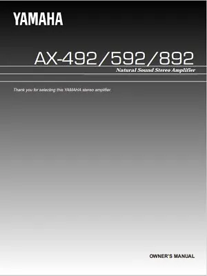 Kaufen Yamaha AX-492/AX-592/AX-892 Verstärker - Bedienungsanleitung - BENUTZERHANDBUCH  • 6.62€