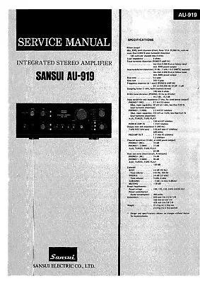 Kaufen Service Manual-Anleitung Für Sansui AU-919  • 10€