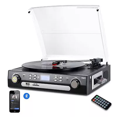 Kaufen Vinyl Plattenspieler Bluetooth Stereo Lautsprechern Kassetten Radio MP3-USB • 79.90€