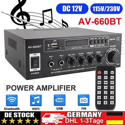 Kaufen 2000W Verstärker Stereo Amplifier HIFI Digital Bluetooth FM USB Vollverstärker • 32.99€
