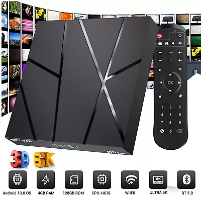 Kaufen 32/64/128GB Smart TV BOX HD 6K Quad Core 5G WLAN6 BT5.0 Android13.0 Media Stream • 47.99€