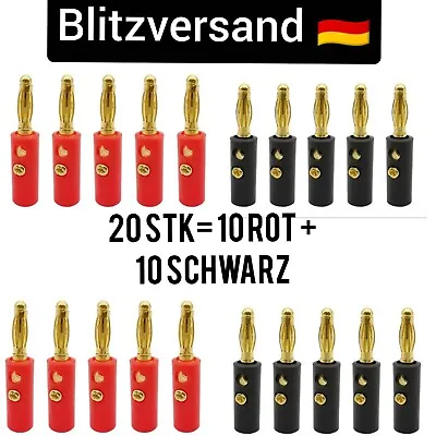Kaufen 20x Bananenstecker Set Rot+Schwarz Lautsprecherkabel 4mm Gold Bananen Stecker • 7.45€