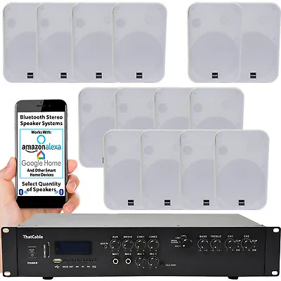 Kaufen Bluetooth Stereo Soundsystem Weiß 200 W Wand Lautsprecher Kanal HiFi Mixer Amp • 290.69€