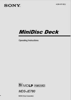 Kaufen Sony Mds-je780 Minidisc Player Recorder Bedienungs Anleitung-Bedienungsanleitung • 9.56€
