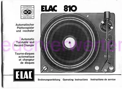 Kaufen Alte Bedienungsanleitung Automatischer Plattenspieler ELAC 810 • 9€