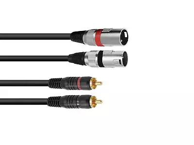 Kaufen Omnitronic Adapterkabel 2x XLR (Male) - 2x Cinch Stecker (Male), 3,0 M, Schwarz • 11.99€