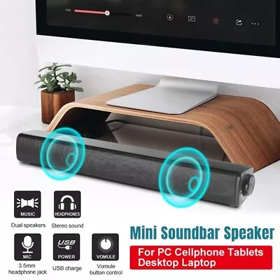 Kaufen PC Soundbar Subwoofer USB Lautsprecher Boxen  HD Stereo Audio 3,5mm Aux Kabel DE • 23.36€