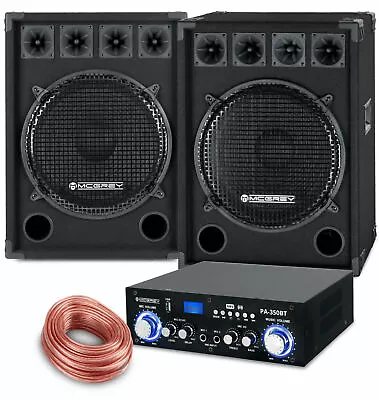 Kaufen PA Anlage DJ Party Sound Lautsprecher Boxen Bluetooth Verstärker Kabel Set 1600W • 297.30€