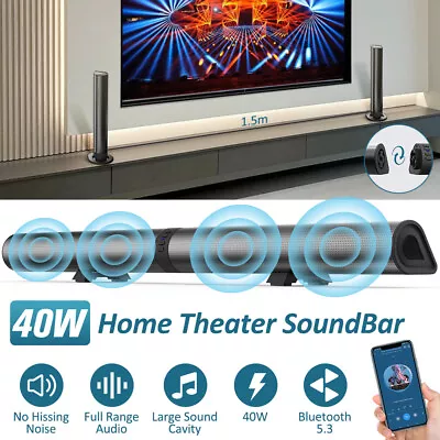 Kaufen Bluetooth5.3 TWS Soundbar Für TV Heimkino 3D Surround Subwoofer Lautsprecher 40W • 64.69€