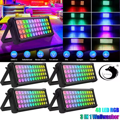 Kaufen U`King RGB 48*4W LED DMX Bühnenbeleuchtung Wall Washer Lichtleiste Show Strobe • 404.59€
