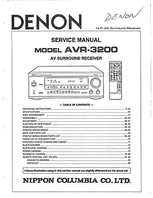 Kaufen Service Manual-Anleitung Für Denon AVR-3200  • 14€