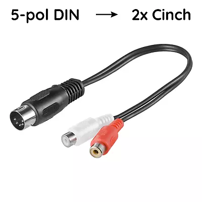 Kaufen 5 Pol DIN Stecker Auf 2x Cinch Buchse Adapter Dioden Stereo Audio Kabel 20cm • 4.29€
