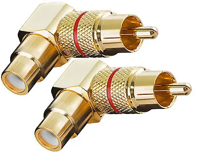 Kaufen 2 Cinch Adapter 90° Winkeladapter RCA Chinch Winkel Stecker Rot Gold Hifi Audio • 6.55€