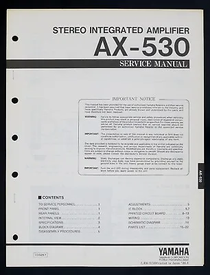 Kaufen Original YAMAHA AX-530 Stereo Amplifier Service-Manual/Diagram/Parts List O140 • 14.50€