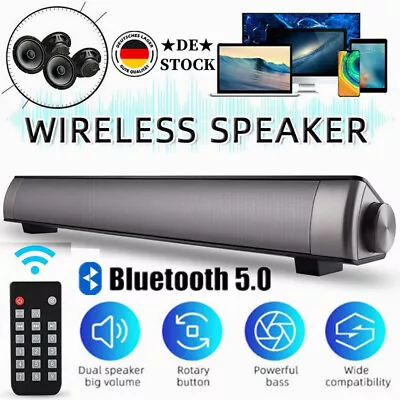 Kaufen Bluetooth5.0 TWS Soundbar Für TV Heimkino 360 3D Surround Subwoofer Lautsprecher • 23.99€