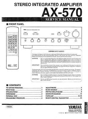 Kaufen Service Manual-Anleitung Für Yamaha AX-570  • 12€