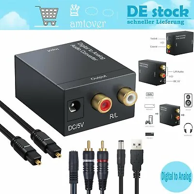 Kaufen Digital Zu Analog Audio Konverter Koaxial Optischer Toslink L/R Cinch Adapter DE • 12.99€