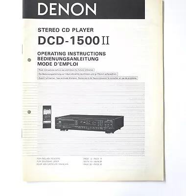 Kaufen Original DENON DCD-1500 II CD-Player Owner's Manual / Bedienungsanleitung !!! • 23.50€